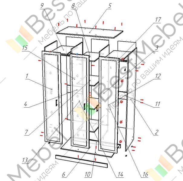 Сборка шкафа трехстворчатого