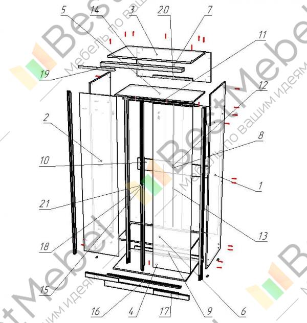 Шкаф купе версаль с 2 мя дверями схема сборки