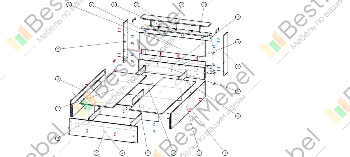 Кровать саломея без ящиков схема сборки