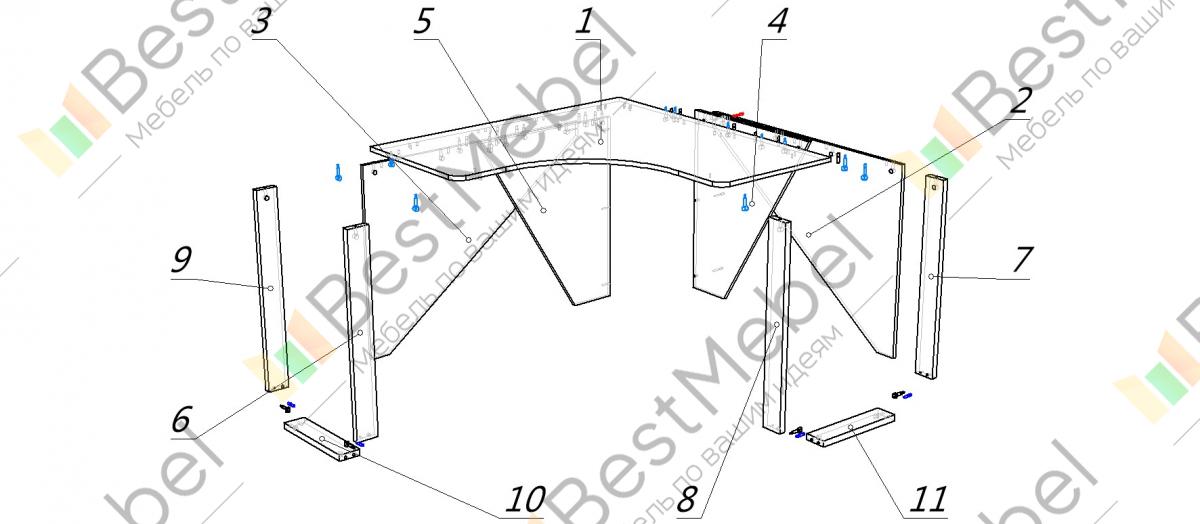 Схема сборки компьютерного стола капитан