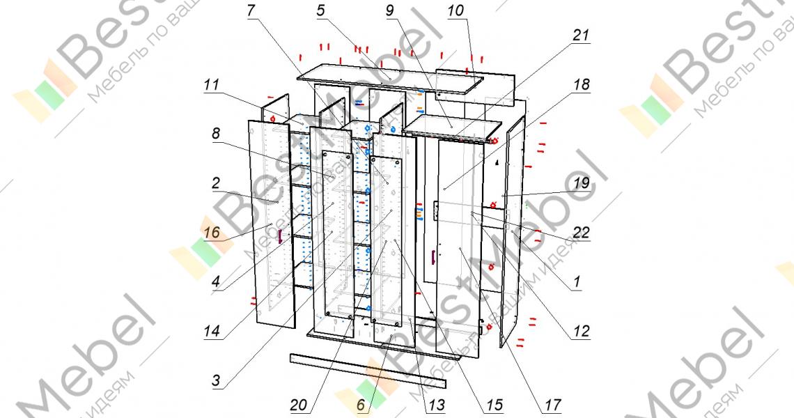 Схема сборки распашного шкафа