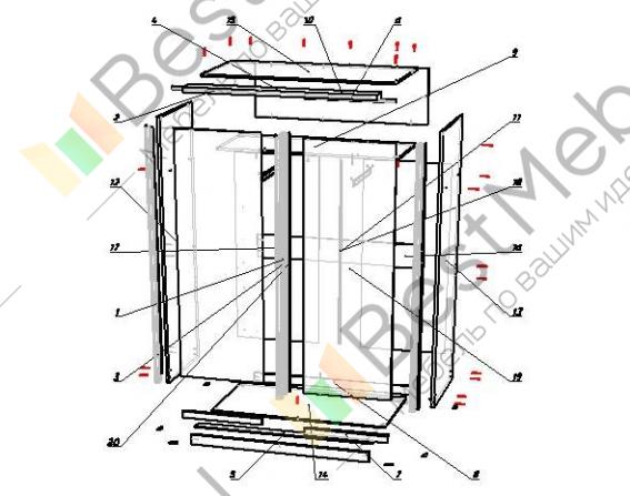 Шкаф купе версаль с 2 мя дверями схема сборки