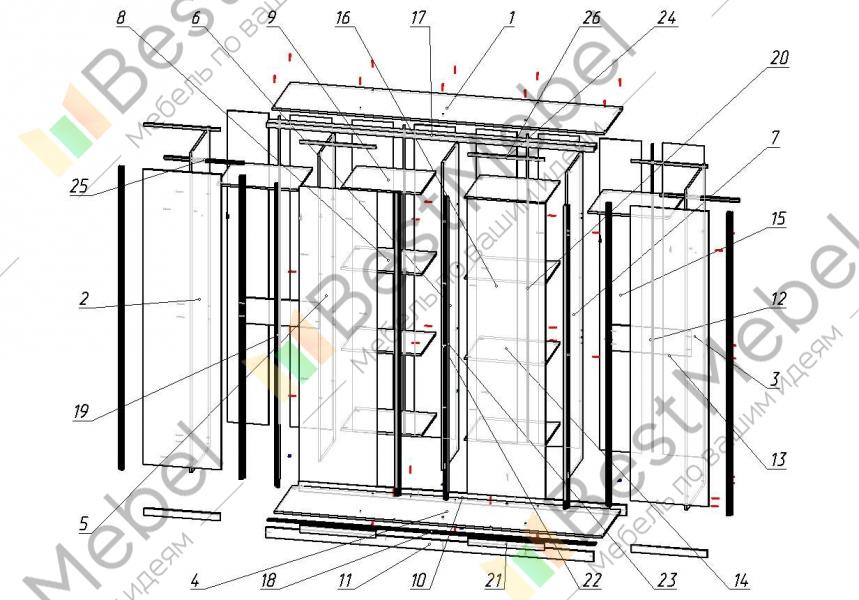 Шкаф купе версаль с 2 мя дверями схема сборки