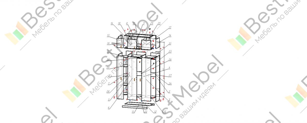 Схема сборки распашного шкафа