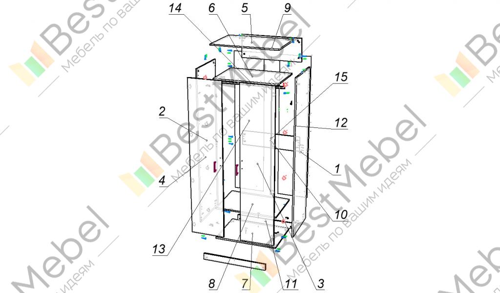 Схема сборки распашного шкафа