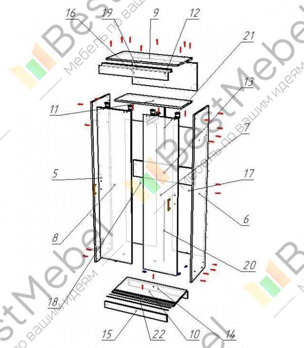 Схема сборки шкафа купе 2 дверный версаль