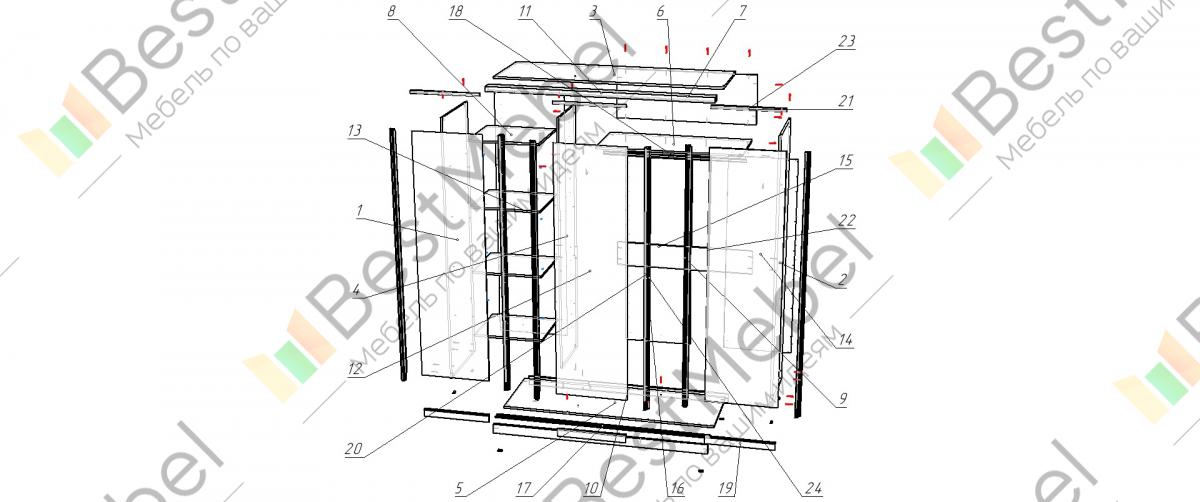 Схема сборки шкафа купе версаль
