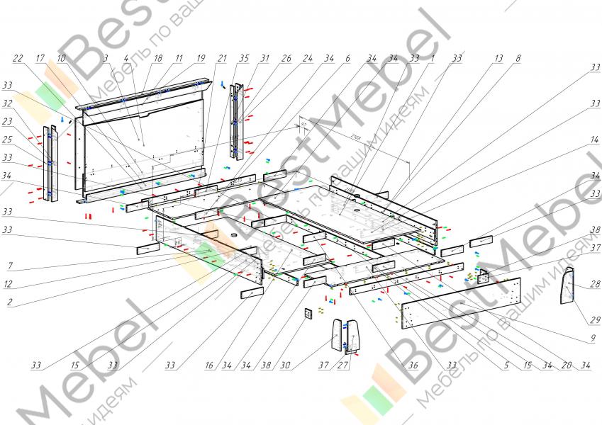 Схема сборки кровати соренто без подъемного механизма