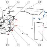 Схема сборки Угловой письменный стол с ящиками Бьянка BMS