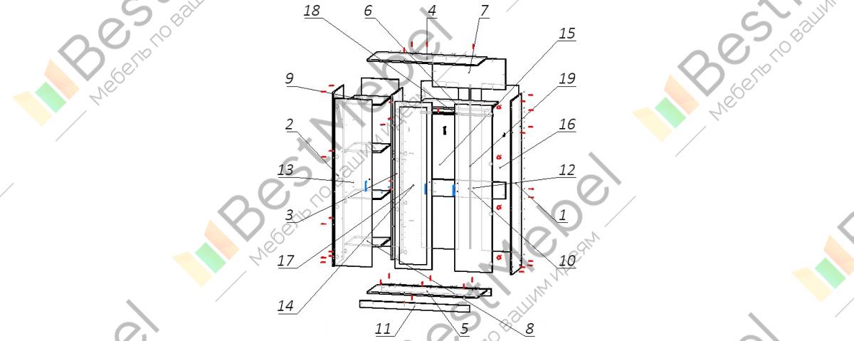 Схема сборки распашного шкафа