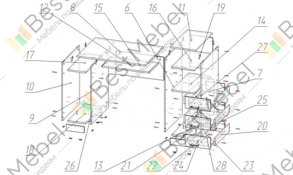 Схема сборки стола престиж