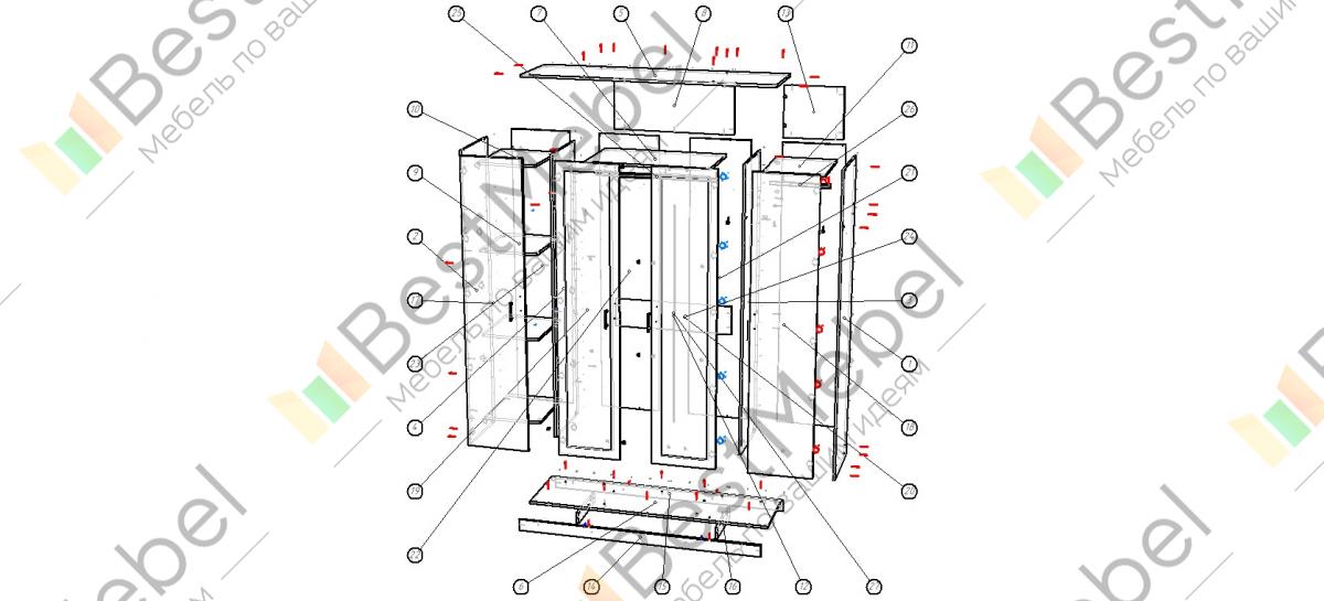 Схема сборки стенка прага много мебели