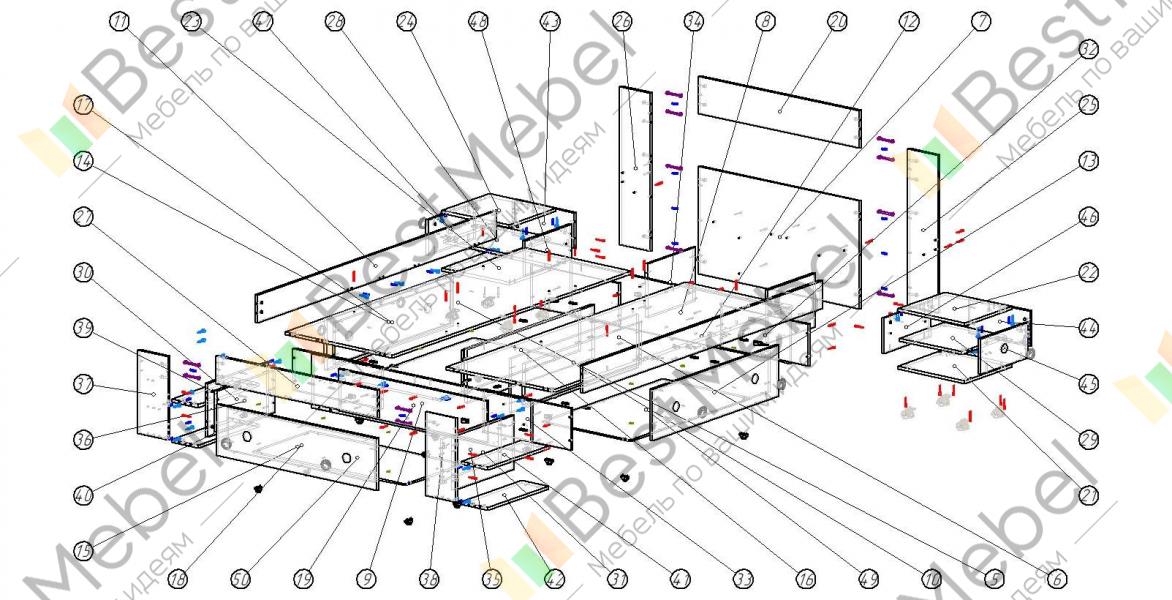Много мебели схема сборки кровати