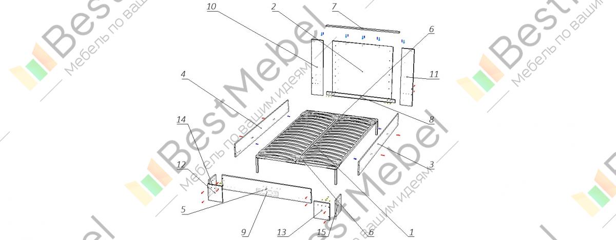 Схема сборки кровати жасмин